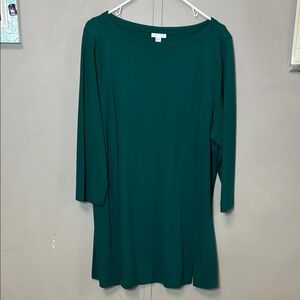 J Jill XL Ponte Evergreen Shift Boatneck Long Mini Dress